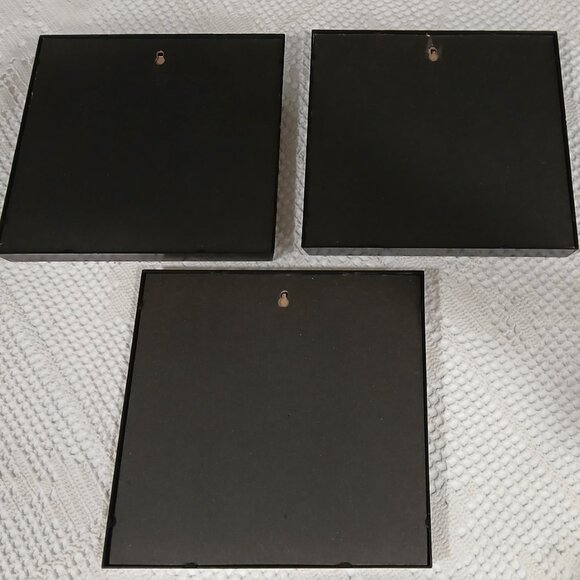 Set of 3 Plastic Black & Gold Frames with Glass, 9x9 in. Good Condition - Picture 2 of 3